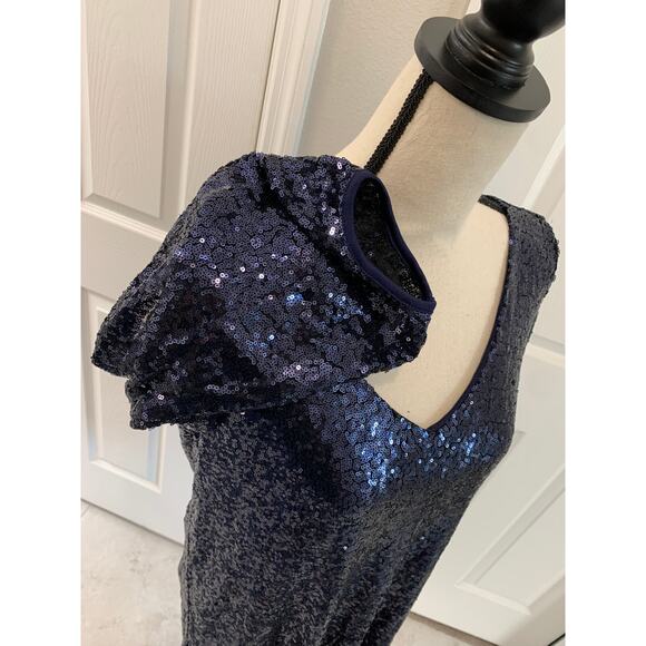 NWT Lulus blue sequin long sleeve cut out arm detail dress - M - Picture 9 of 10